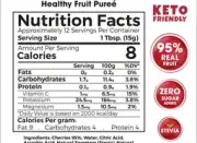 Cherry Healthy Fruit Purée 180g – Premium 95% Real Fruit Zero Sugar Added Keto Friendly-بيوريه الكرز الصحي 180 جم – 95٪ فاكهة حقيقية بدون سكر مضاف كيتو فريندلي