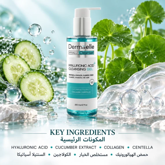 DERMAELLE Hyaluronic Acid Cleansing Gel 200ml - ديرما إل غسول جل بالهيالورنيك أسيد 200مل